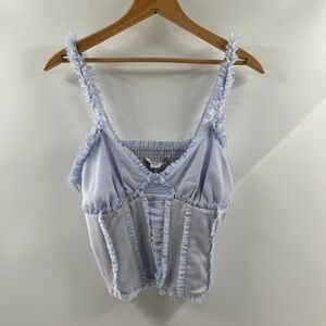 Urban Outfitters Kimchi Blue Light Blue Frilled Tank Top | Size Medium